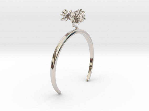 Bracelet with three small flowers of the Peach in Rhodium Plated Brass: Medium