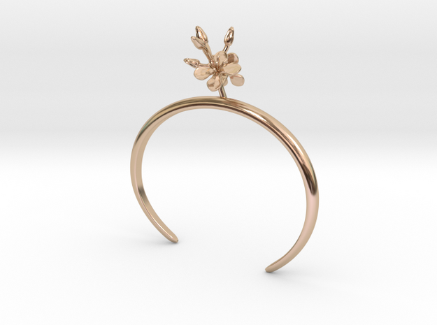 Bracelet with two small flowers of the Radish R in 14k Rose Gold Plated Brass: Medium