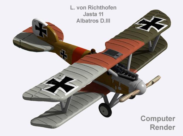 Lothar von Richthofen Albatros D.III (full color) in Natural Full Color Nylon 12 (MJF)