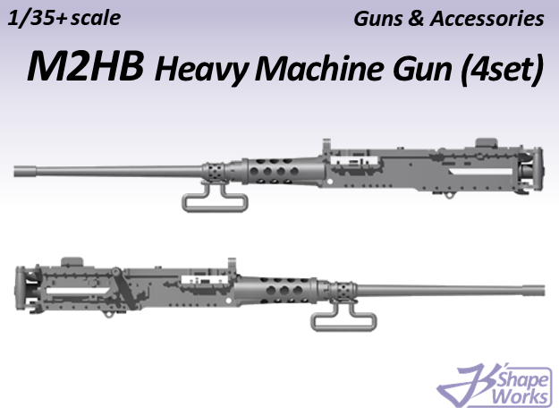 1/35+ M2HB heavy machine gun (4 set) in Tan Fine Detail Plastic: 1:35