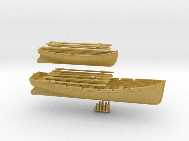 1/100 DKM 8m & 6m Long Boats Set in Tan Fine Detail Plastic
