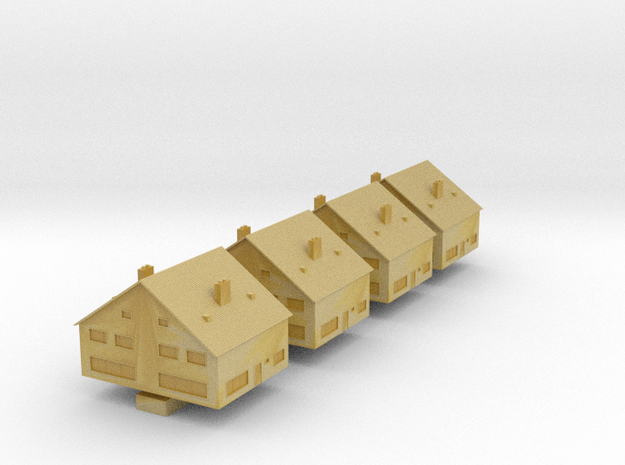 1:700 Scale Europe Houses (D) in Tan Fine Detail Plastic