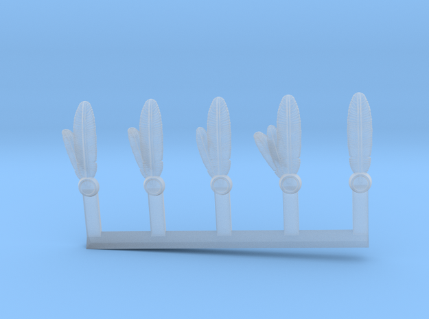 Knight Scale Short Feathers Sprue of 5 in Clear Ultra Fine Detail Plastic
