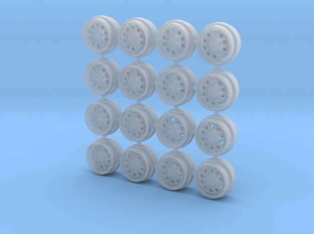 1/64 scale Lancia 037 wheels 8mm Dia - 4 sets in Clear Ultra Fine Detail Plastic