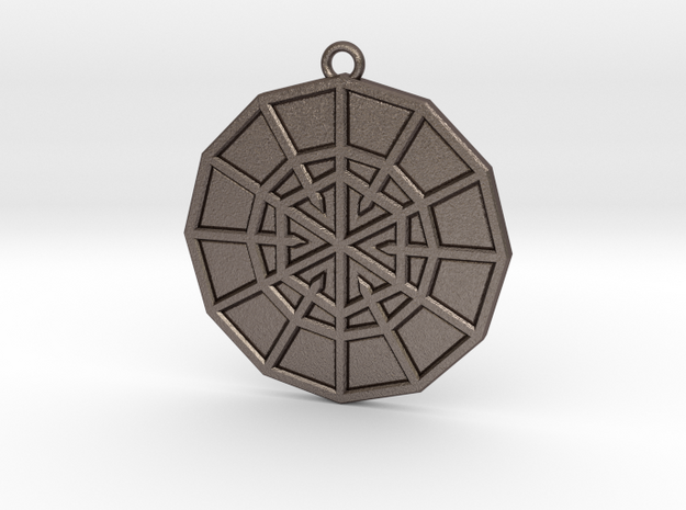 Resurrection Emblem 02 Medallion (Sacred Geometry) in Polished Bronzed-Silver Steel