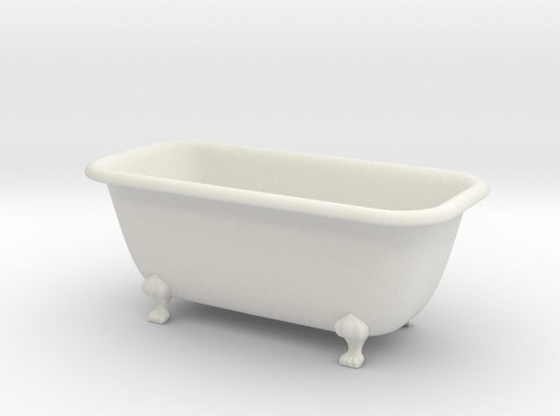 Dollhouse Bathtub - Clawfoot  in White Natural Versatile Plastic