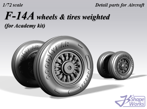 1/72 F-14A wheels & tires weighted in Tan Fine Detail Plastic