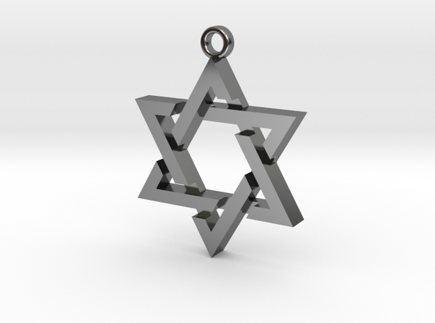 28mm wide Star of David Sharp in Fine Detail Polished Silver