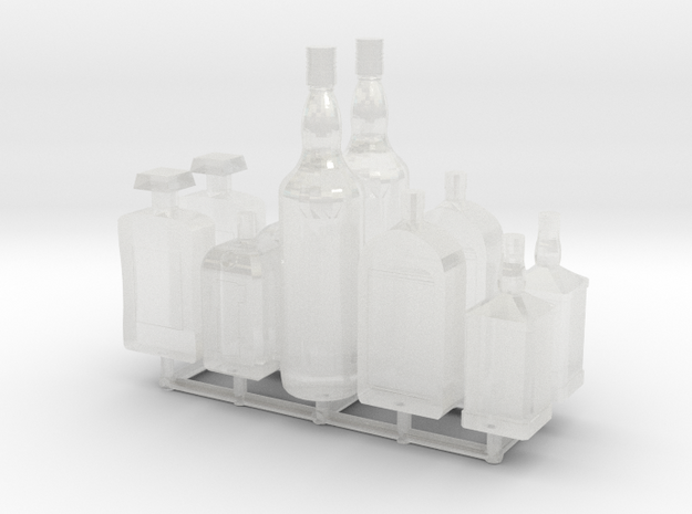 1/24 1/25 Liquor bottles for diorama in Clear Ultra Fine Detail Plastic