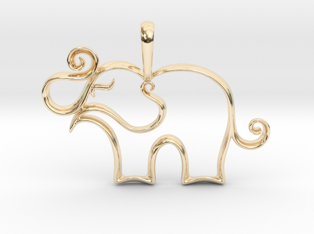 Elephant Pendant Necklace in 14k Gold Plated Brass