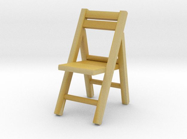1:64 Wooden Folding Chair in Tan Fine Detail Plastic