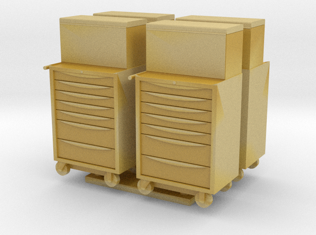 1:55 Scale Modern Toolboxes x4 in Tan Fine Detail Plastic