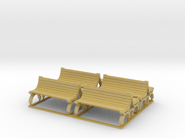 Bench type B (duble) - TT ( 1:120 scale ) 4 Pcs se in Tan Fine Detail Plastic