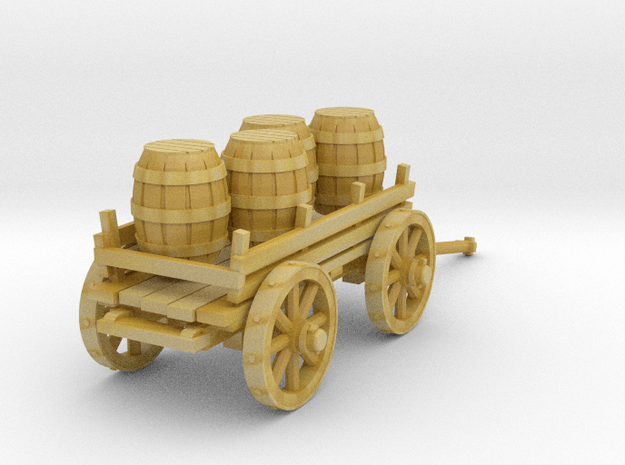 4-wheeled cart with barrrels in Tan Fine Detail Plastic