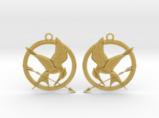 The Hunger Games Logo Earrings in Tan Fine Detail Plastic