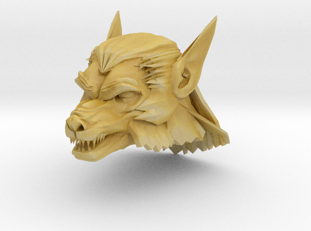 werewolf head 2 in Tan Fine Detail Plastic