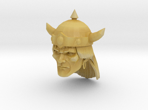 Barbarian Head with helmet 1 in Tan Fine Detail Plastic