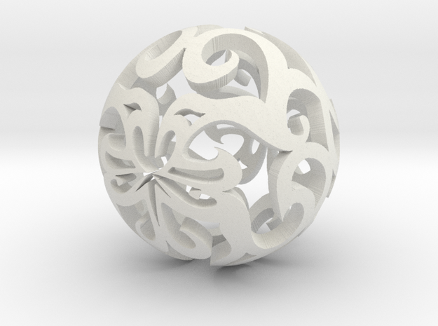 Curlicue ball 1 small in White Natural Versatile Plastic