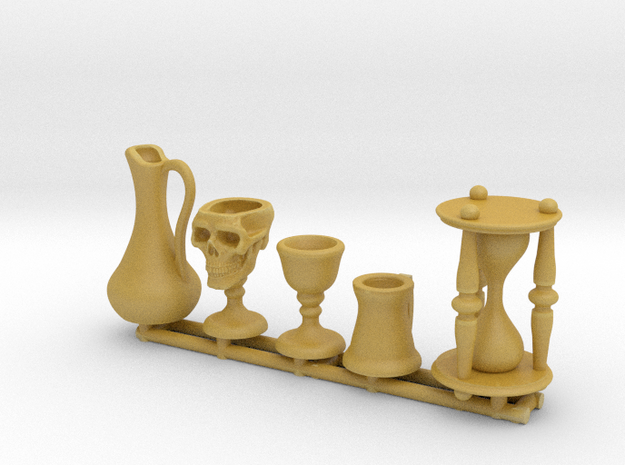 Drinkware: Skull Chalice and Hourglass -1:24 scale in Tan Fine Detail Plastic