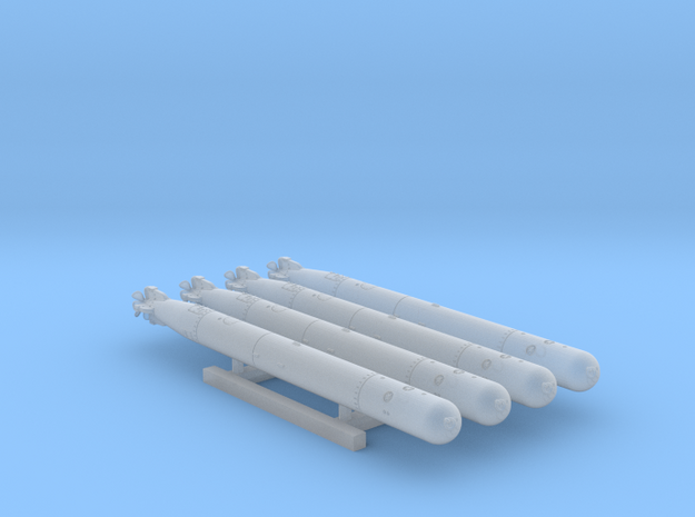1/192 Royal Navy 21" MKVIII Torpedos x4 in Clear Ultra Fine Detail Plastic