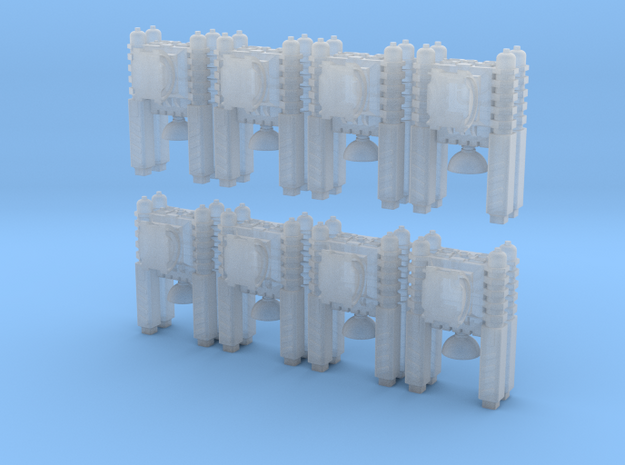 Quad Cannon Assembly of 8 in Clear Ultra Fine Detail Plastic