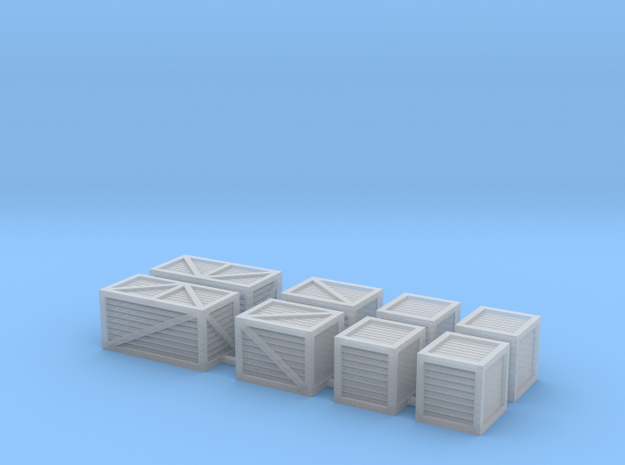 'HO Scale' - (6) Assorted Crates in Tan Fine Detail Plastic