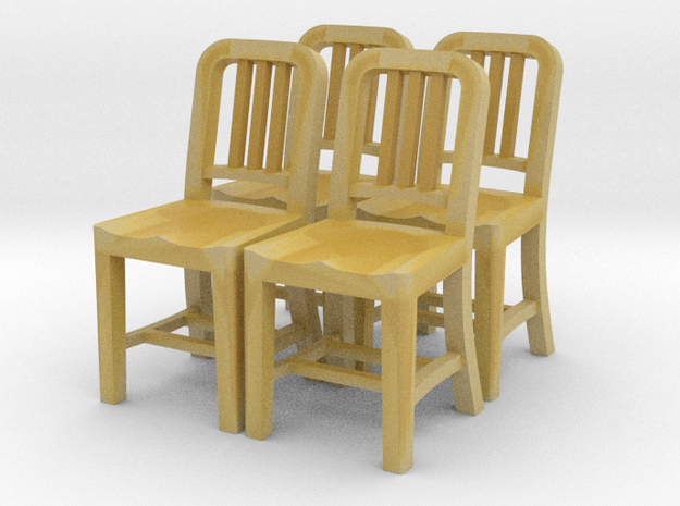 1:48 Metal Chair (Set of 4) in Tan Fine Detail Plastic