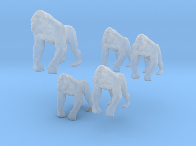 Gorillas - 1:160 (N scale) in Clear Ultra Fine Detail Plastic