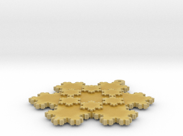 Koch Snowflake - 2 in Tan Fine Detail Plastic