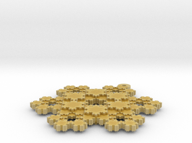 Koch Snowflake - 3 in Tan Fine Detail Plastic