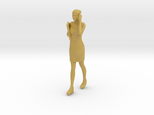 Woman walking with phone 16th in Tan Fine Detail Plastic