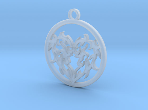 Circle Heart Pendant in Clear Ultra Fine Detail Plastic