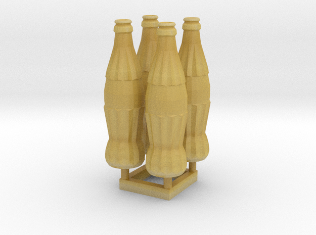 Soda Bottle 4x 20cl/6.7oz 28mm tall in Tan Fine Detail Plastic