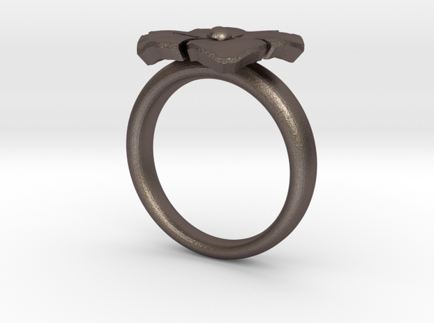ring flower s 56 in Polished Bronzed Silver Steel