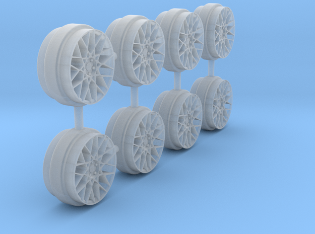 (2 Sets) 1/64 Rotiform BLQ Wheels in Clear Ultra Fine Detail Plastic