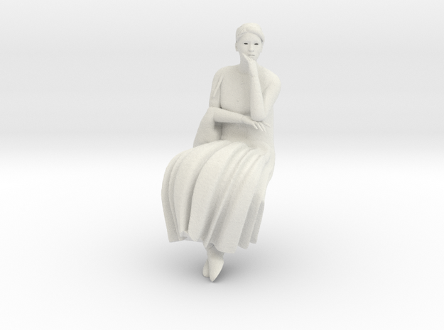Older lady seated (N gauge figure) in White Natural Versatile Plastic