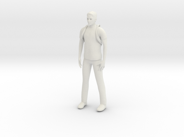 Young man with backpack (N scale figure) in White Natural Versatile Plastic