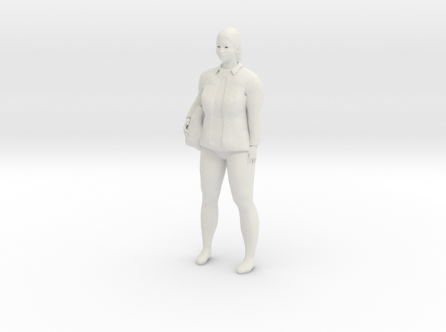 Young woman standing (with jacket; N scale figure) in White Natural Versatile Plastic