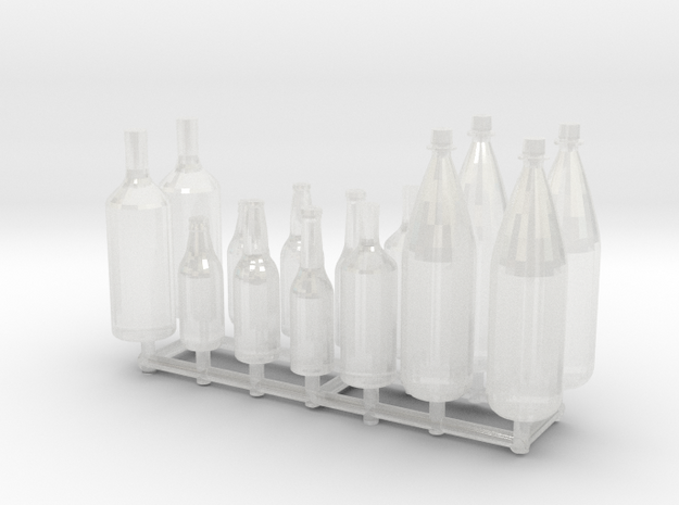 1/24 1/25 Beer bottles for display or diorama in Clear Ultra Fine Detail Plastic