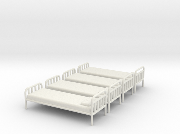 1/35 Scale Hospital Beds set of 4 in White Natural Versatile Plastic