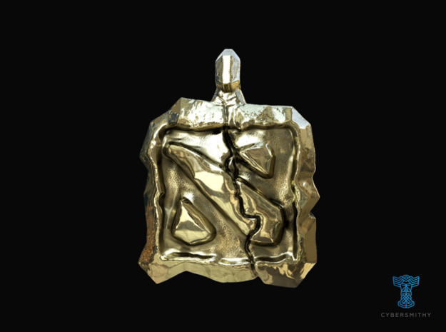 Dota 2 - Stone Logo Pendant in Polished Brass