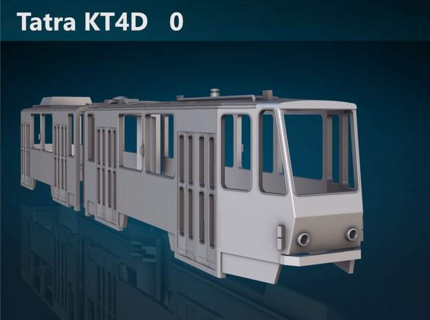 Tatra KT4D 0 Scale [bodies] in White Natural Versatile Plastic: 1:48