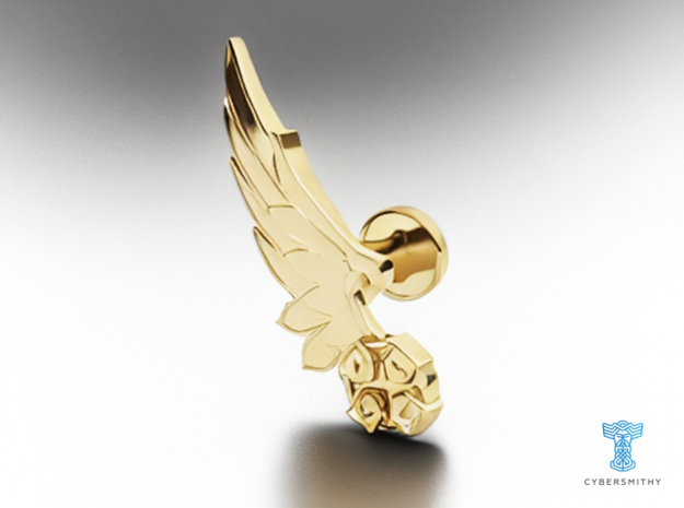 Winged D-pad Cufflink in 14K Yellow Gold