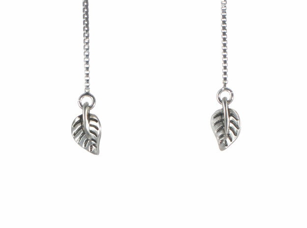 Tiny Leaf Earrings in Antique Silver