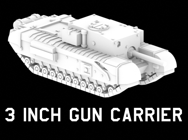 3-Inch Gun Carrier in White Natural Versatile Plastic: 1:220 - Z