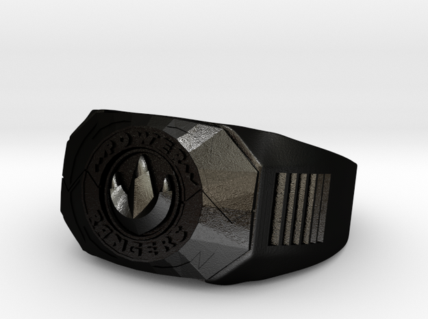 Green Power Ranger Morpher Ring Size 12.5 in Matte Black Steel