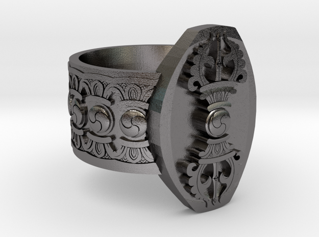 Vajra Ring in Processed Stainless Steel 316L (BJT): 12 / 66.5