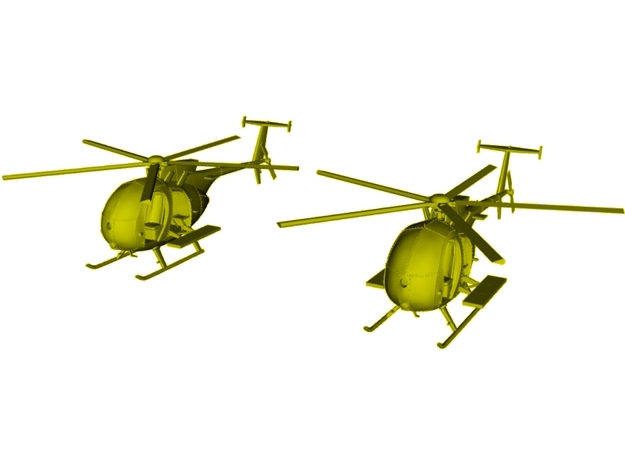 1/400 scale Boeing MH-6 Little Bird x 2 helis in Tan Fine Detail Plastic