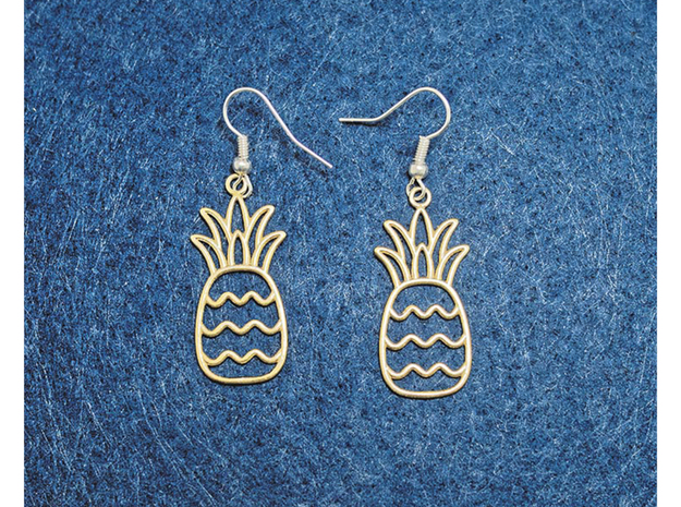 Pineapple Earrings in Polished Brass