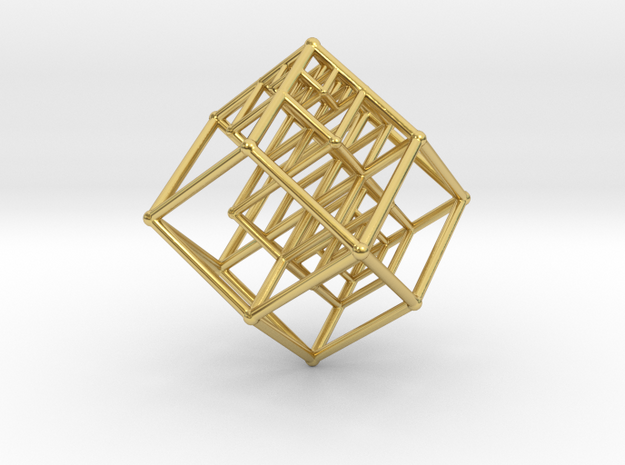 4DrootsystemCoord_30x30x40mm in Polished Brass